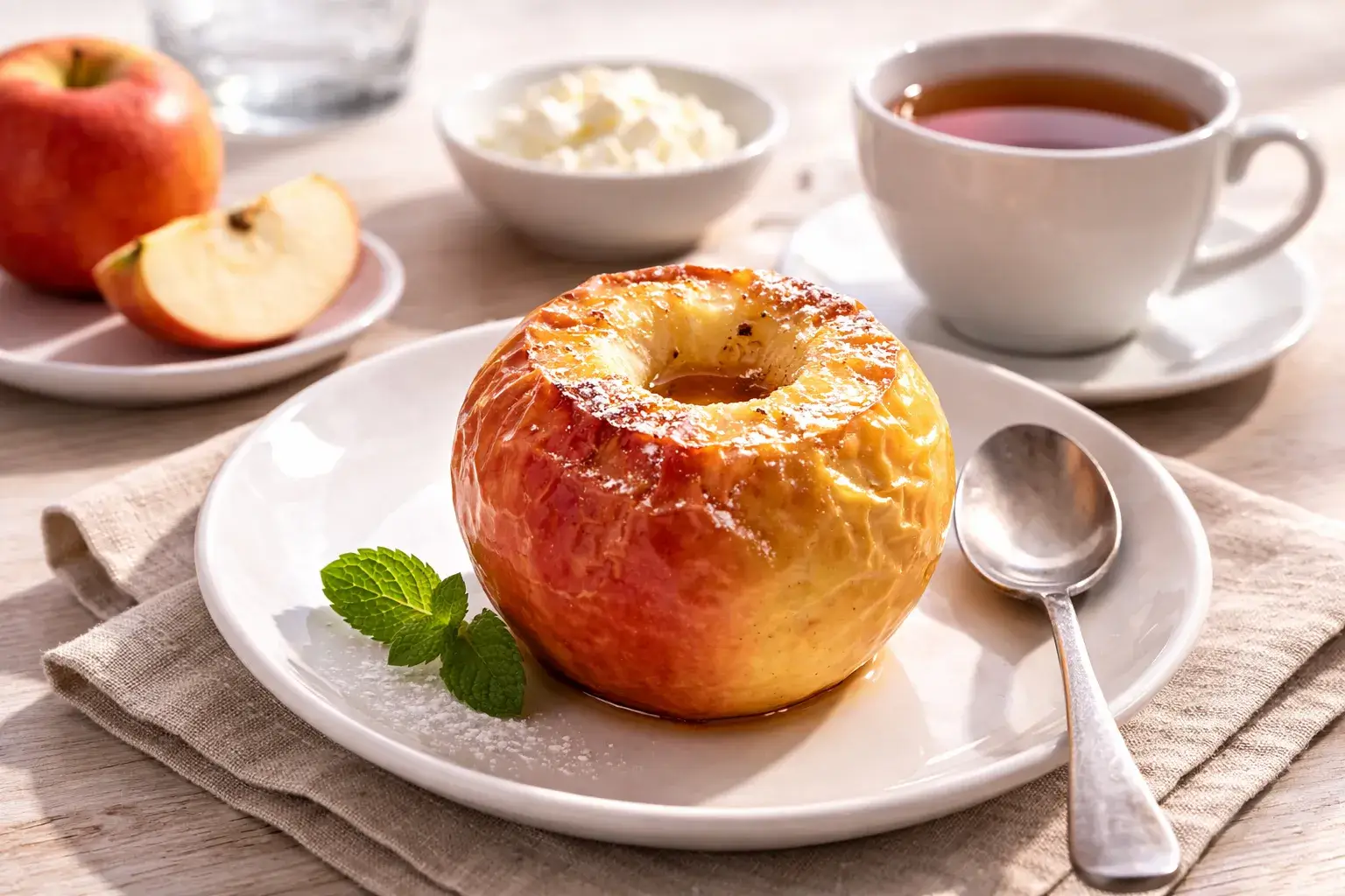 запеченное яблоко с орехами